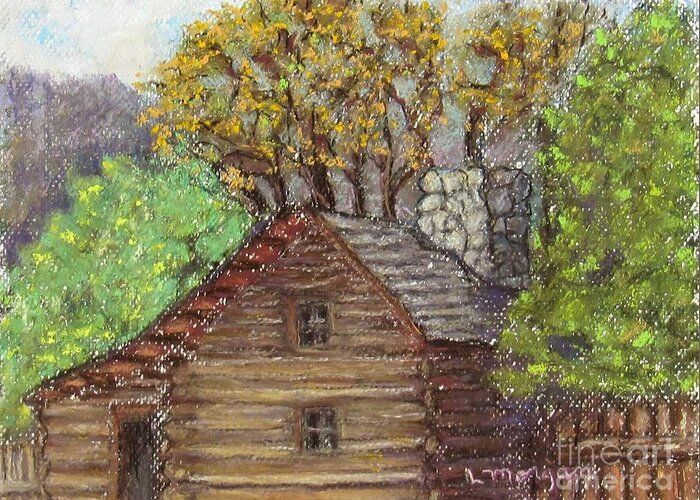 Log Greeting Card featuring the painting Homestead by Laurie Morgan