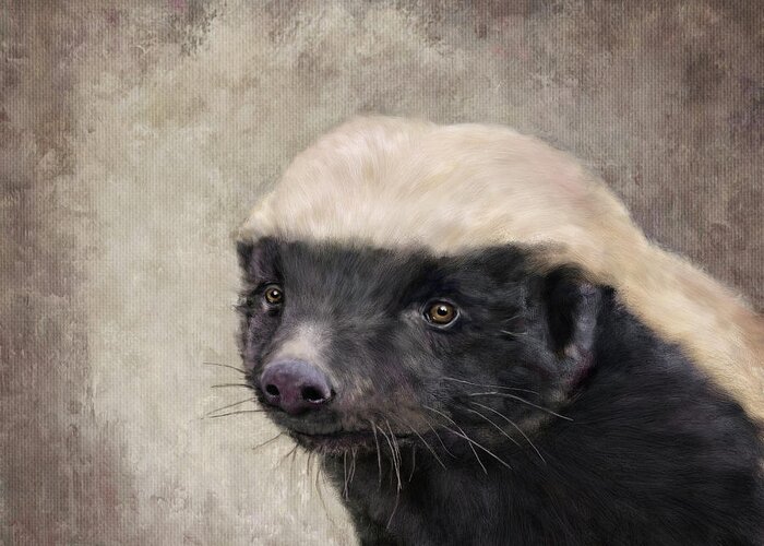 Honey Badger Greeting Card featuring the painting Honey Badger by Mandy Tabatt