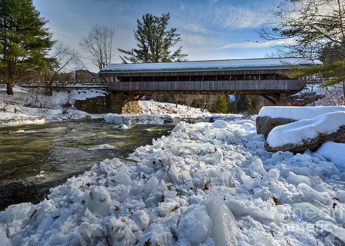 Covered Bridge Greeting Card featuring the photograph Honeymoon Covered Bridge by Steve Brown