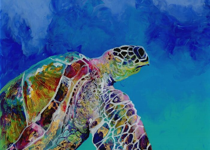 Turtle Greeting Card featuring the painting Honu 7 by Marionette Taboniar