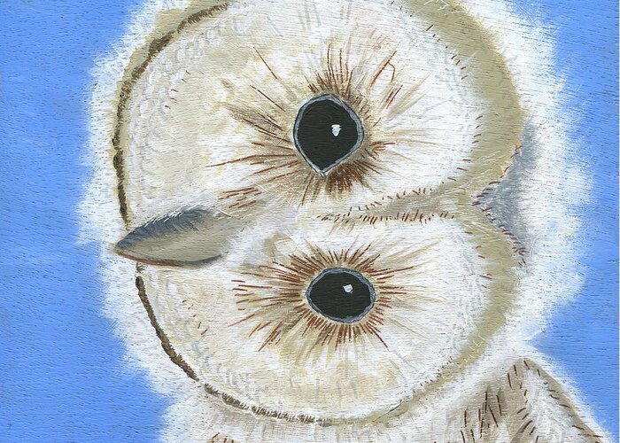 Baby Barn Owl Greeting Card featuring the painting Hoo Me by Jaime Haney