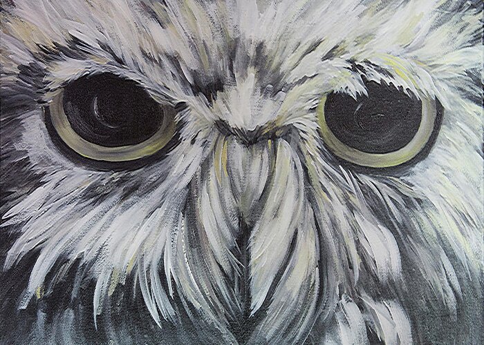 Owl Greeting Card featuring the painting Hoot by Sally Quillin