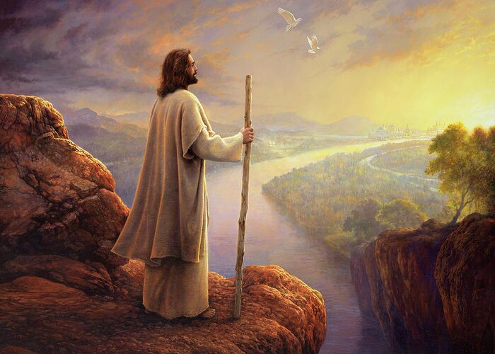 Jesus Greeting Card featuring the painting Hope on the Horizon by Greg Olsen