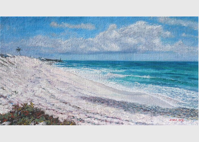 Hope Town Greeting Card featuring the painting Hope Town Beach by Ritchie Eyma