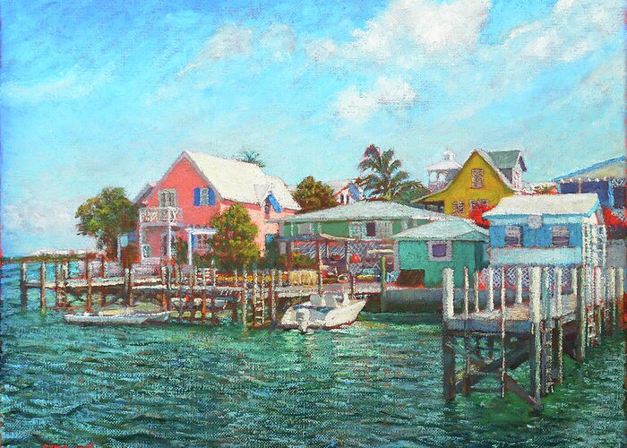 Hope Town Greeting Card featuring the painting Hope Town By The Sea by Ritchie Eyma