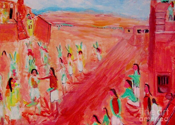 Hopi Indian Ritual Greeting Card featuring the painting Hopi Indian Ritual by Stanley Morganstein