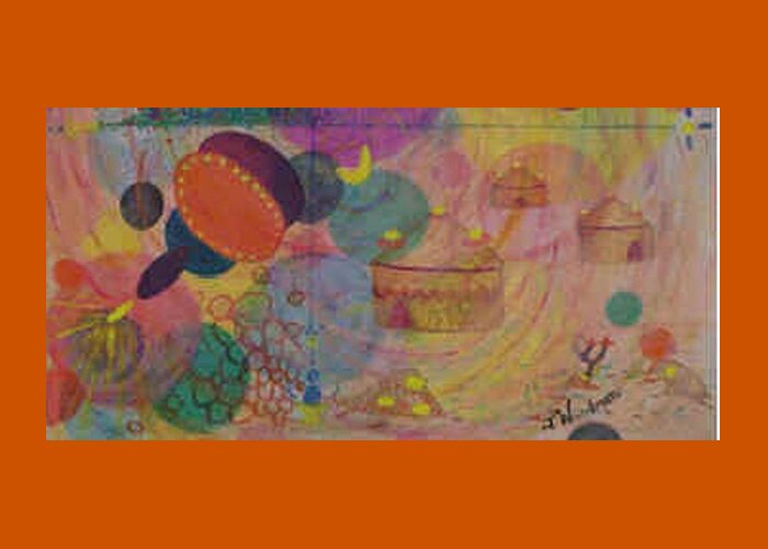 Horizon Greeting Card featuring the painting Horizon Original Oil - bottom half - Space / Traditional mix / Organic by Julia Woodman