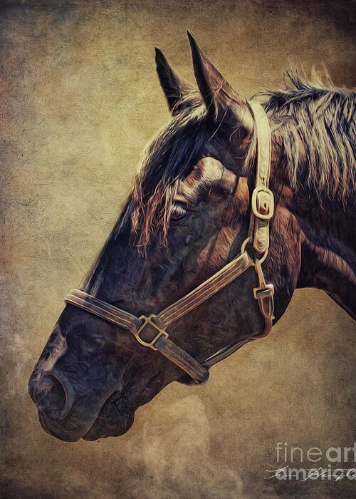 Horse Greeting Card featuring the digital art Horse 1 by Tim Wemple