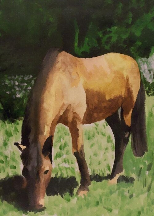 Watercolour Greeting Card featuring the painting Horse by Abbie Shores