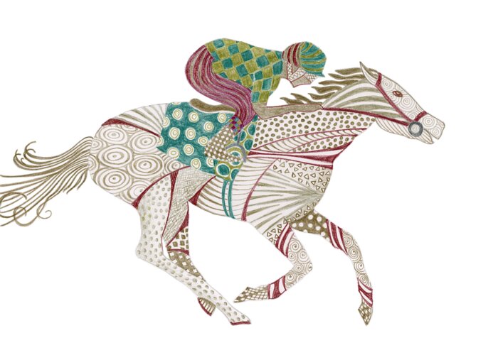 Horse Greeting Card featuring the painting Horse Racer by Amy Kirkpatrick