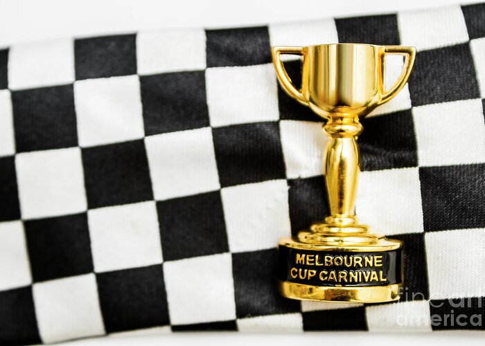 Great Greeting Card featuring the photograph Horse races trophy. Melbourne cup win by Jorgo Photography