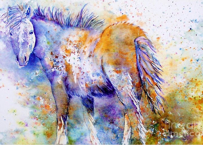Horse Greeting Card featuring the painting Horse Whisper by Donna Martin