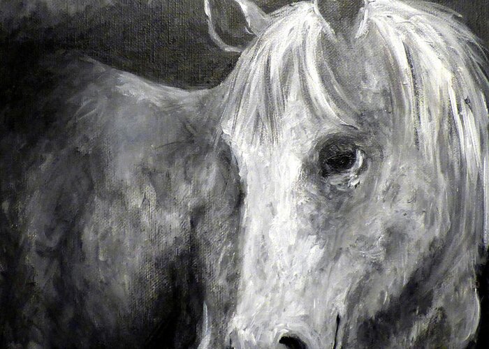 Horse Portrait Greeting Card featuring the painting Horse With the Mona Lisa Smile by Deborah Smith
