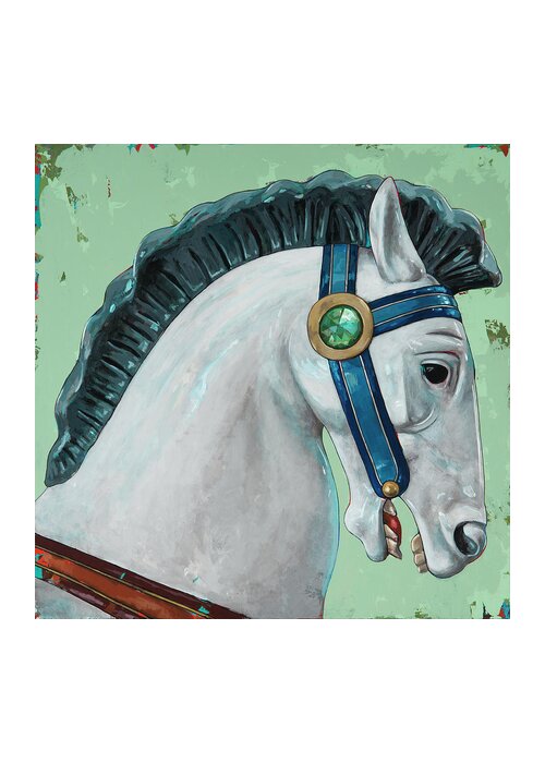 Carousel Greeting Card featuring the painting Horses #4 by David Palmer