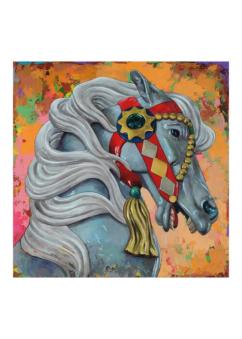 Carousel Greeting Card featuring the painting Horses #6 by David Palmer