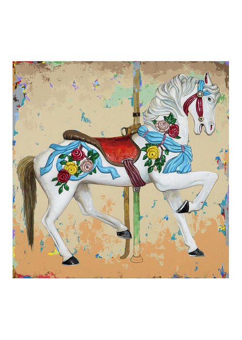 Carousel Greeting Card featuring the painting Horses #7 by David Palmer