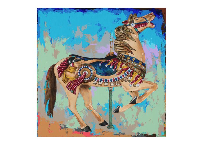 Carousel Greeting Card featuring the painting Horses #8 by David Palmer
