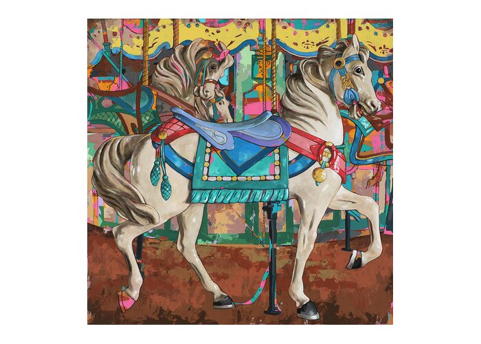 Carousel Greeting Card featuring the painting Horses #9 by David Palmer