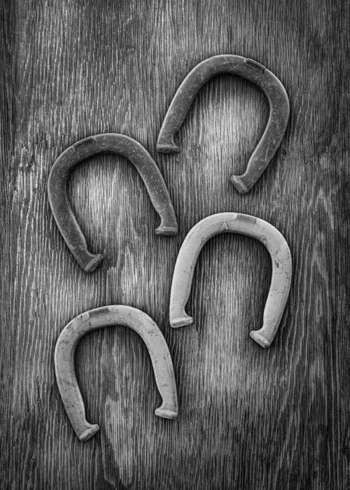 Antique Greeting Card featuring the photograph Horseshoes Set by YoPedro