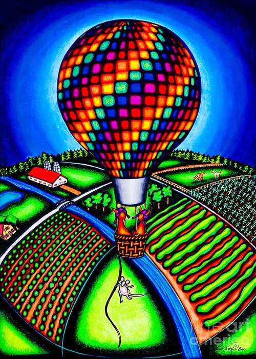 Balloons Greeting Card featuring the drawing Hot Air Kats by Laurie Tietjen