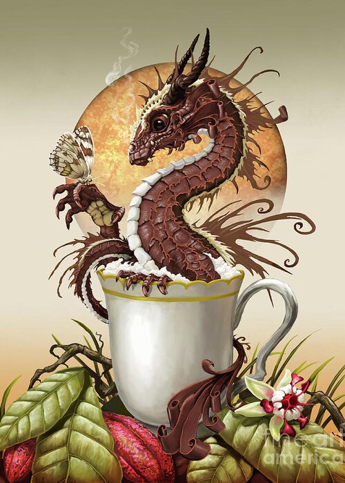 Hot Chocolate Greeting Card featuring the digital art Hot Chocolate Dragon by Stanley Morrison