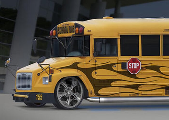 Hot Rod Greeting Card featuring the photograph Hot Rod School Bus by Mike McGlothlen