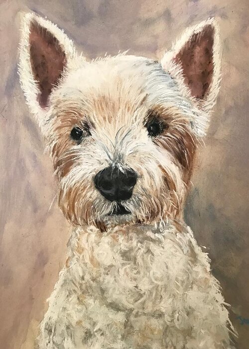 West Highland Terrier Greeting Card featuring the painting Hotshot by Joyce Spencer