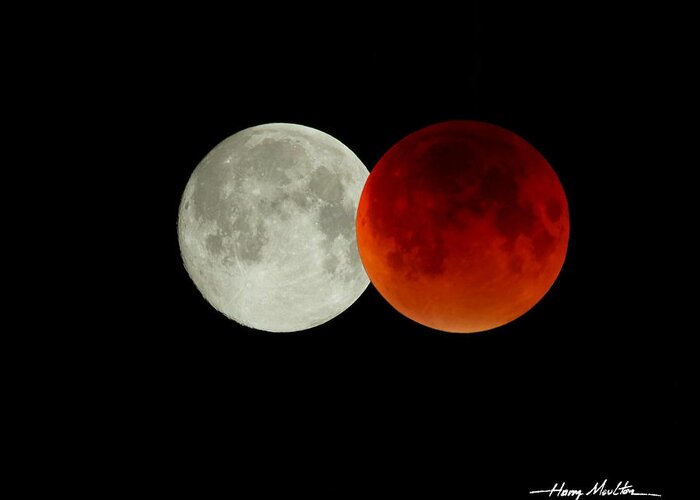 Lunar Eclipse Greeting Card featuring the photograph Hours Apart by Harry Moulton