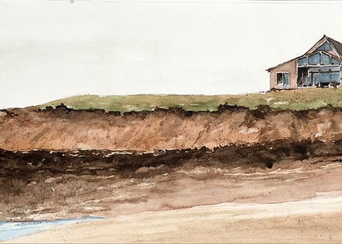 A Lone House Set Along The Shore Of Prince Edward Island Greeting Card featuring the painting House At Pei by Monte Toon