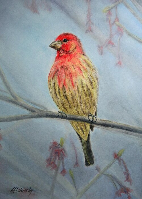 House Finch Greeting Card featuring the painting House Finch by Marna Edwards Flavell
