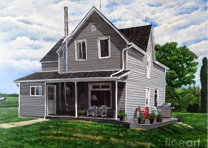 Home Greeting Card featuring the painting House of Memories by Marilyn McNish