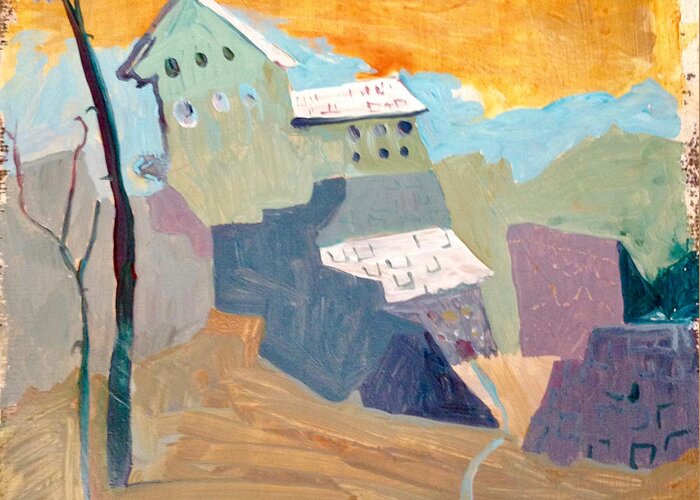 House Greeting Card featuring the painting House on a Hill by Carole Johnson