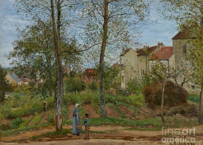 Camille Pissarro - Houses At Bougival 1870 Greeting Card featuring the painting Houses at Bougival by MotionAge Designs