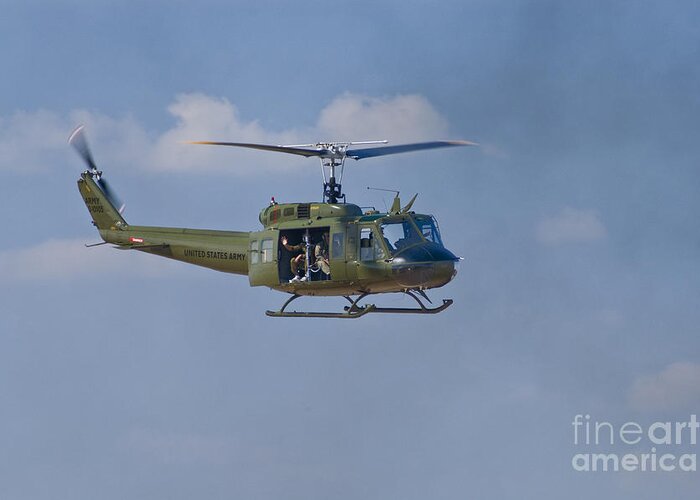 Uh-1 Greeting Card featuring the photograph Huey Inbound by Tim Mulina