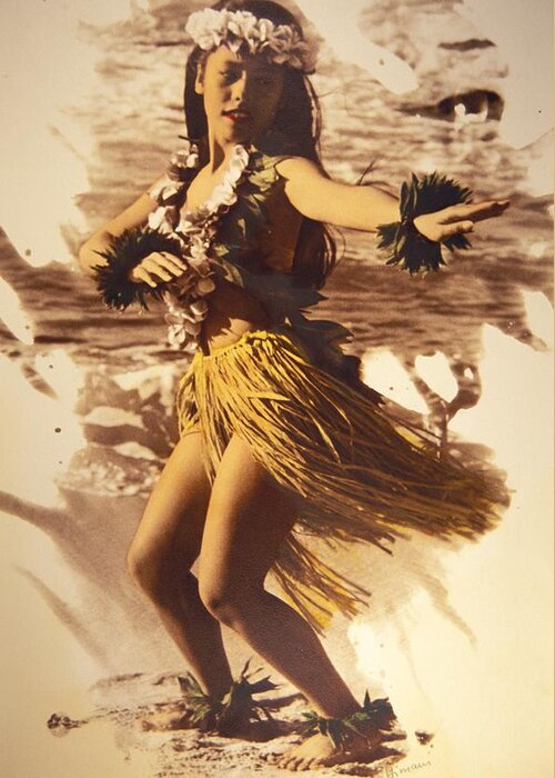 Ancient Greeting Card featuring the photograph Hula On The Beach by Himani - Printscapes