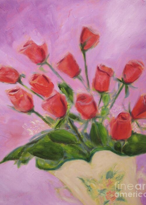 Art Greeting Card featuring the painting Hull Roses by Karen Francis