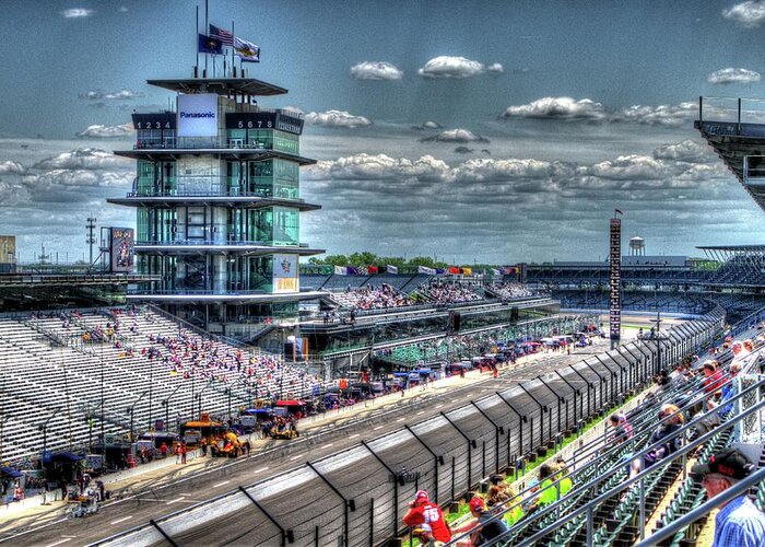 Indy 500 Greeting Card featuring the photograph Hulman Suites by Josh Williams