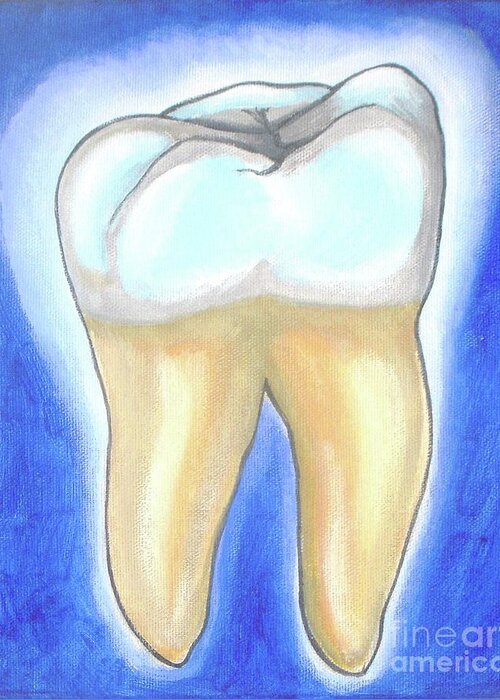 Molar Greeting Card featuring the painting Human Molar by Vesna Antic