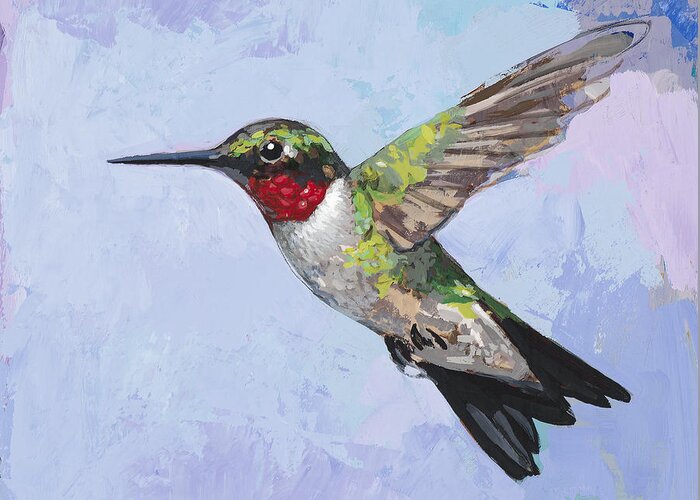 Hummingbird Greeting Card featuring the painting Hummingbird #3 by David Palmer