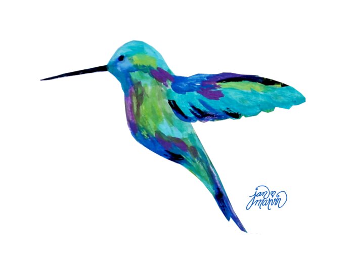 Hummingbird Greeting Card featuring the painting Hummingbird by Jan Marvin