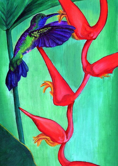 Birds Greeting Card featuring the painting Hummingbird by Kathleen Kelly Thompson