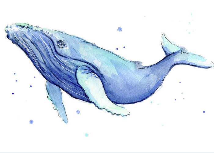 Whale Greeting Card featuring the painting Humpback Whale Watercolor by Olga Shvartsur