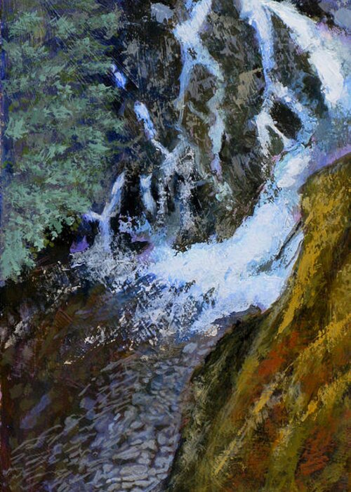 Falls Greeting Card featuring the painting Hunt Falls by Robert Bissett