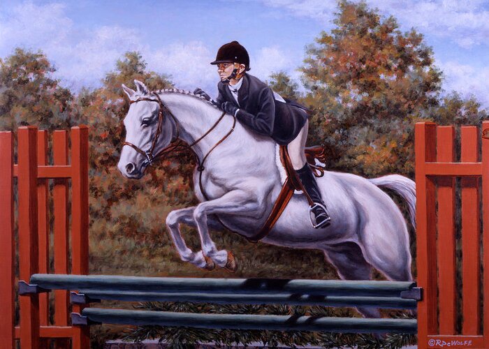 Horse Greeting Card featuring the painting Hunter Pony by Richard De Wolfe