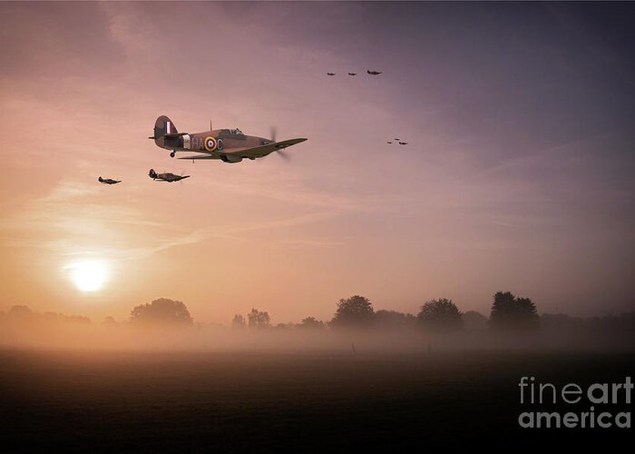 Hawker Hurricane Greeting Card featuring the digital art Hurricane - Foremost In Attack by Airpower Art