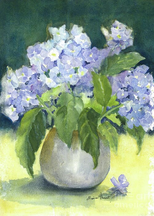  Greeting Card featuring the painting Hydrangeas in the Light by Maria Hunt
