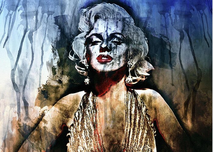 Marilyn Monroe Greeting Card featuring the painting I Ain't Nobody's Baby - Contemporary Grunge by Georgiana Romanovna