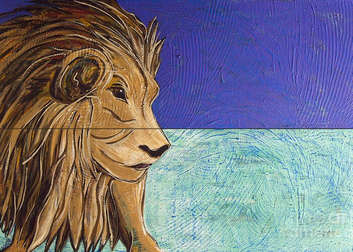 Leo Greeting Card featuring the painting I am Leo by Rebecca Weeks