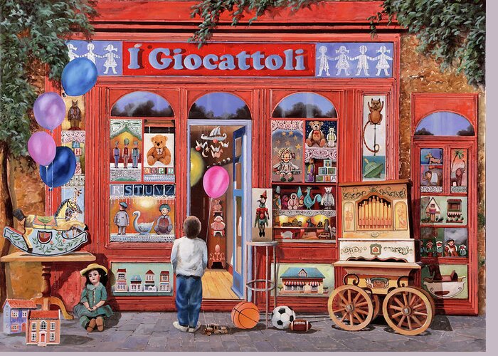 Front Store Greeting Card featuring the painting I Giocattoli by Guido Borelli