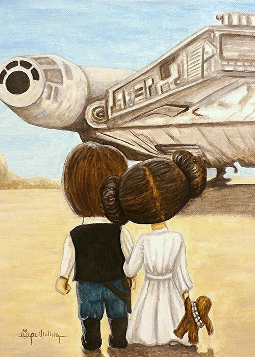 Star Wars Greeting Card featuring the painting I love you   I know by Al Molina
